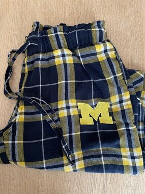 University of Michigan Navy and Yellow Plaid Lounge pajama pants with 'M' Patch